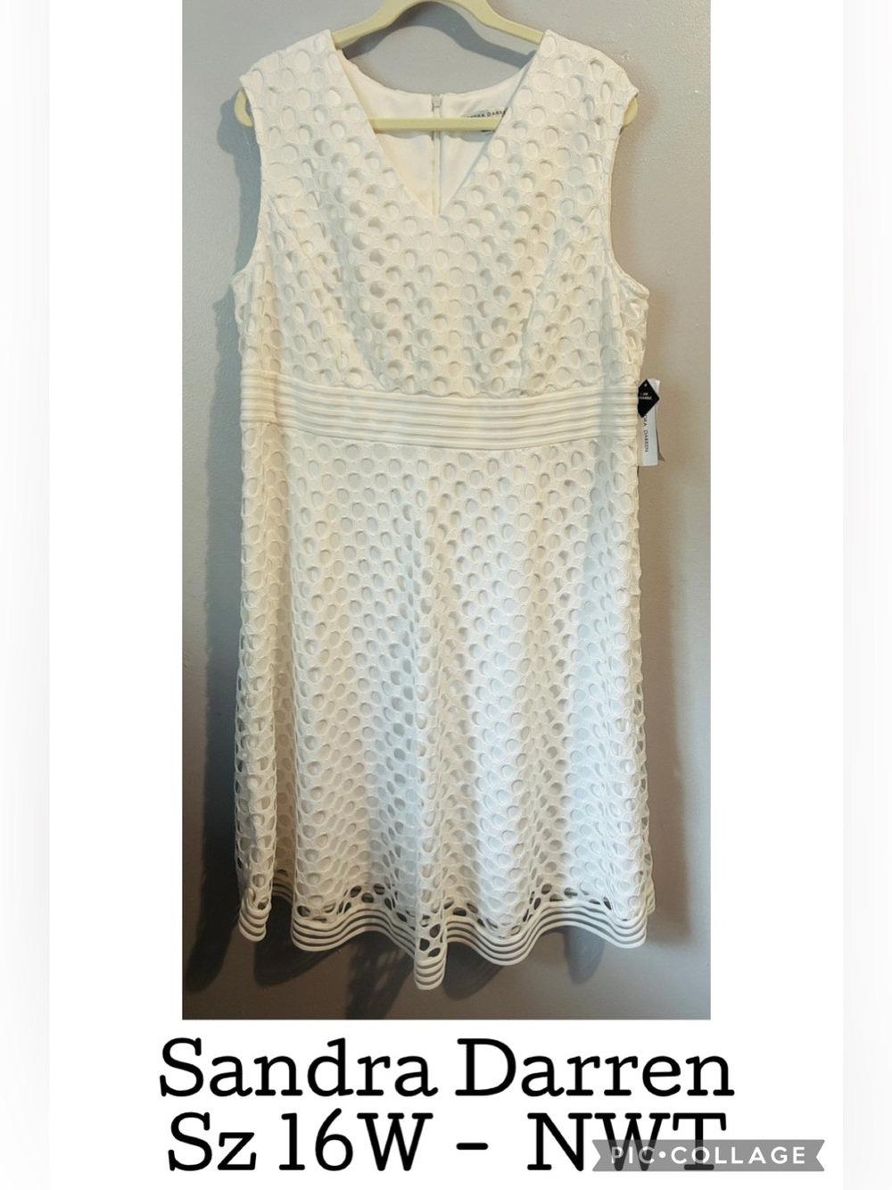 SANDRA DARREN White Dress sz 16W NWT
